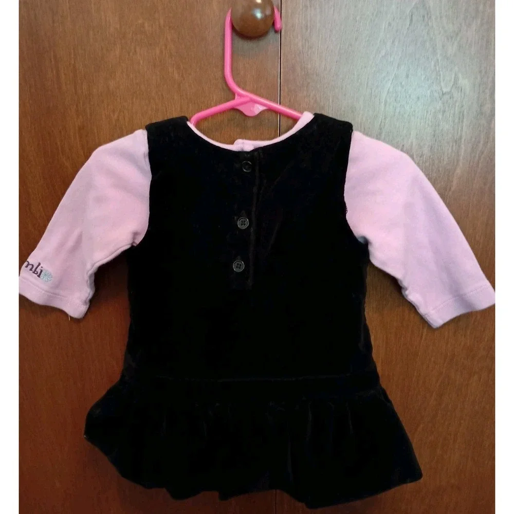 Disney Baby Bambi 3-6M Velvet Jumper Dress Bodysuit Y2K Embroidered